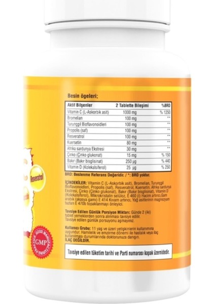 Vitamin C Çinko Propolis 180 Tablet X 3 Kutu