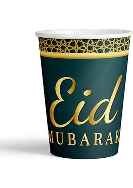 Ramazan Temalı 8 Adet Eid Mubarak Yazılı Karton Bardak