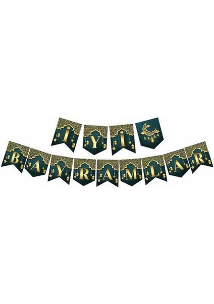 Ramazan Temalı Iyi Bayramlar Yazılı Kağıt Banner Asma Süsü 1,90 mt