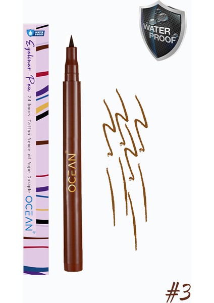 Kahverengi Eyeliner, Likit Kalem Eyeliner, Suya Dayanıklı, Yoğun Pigmentli