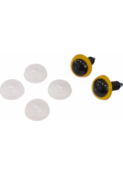 Amigurumi Vidalı Renkli Göz -Sarı - 14 mm - 40 Adet (20 Çift) Kilitli Göz