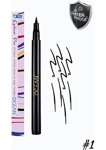 Siyah Eyeliner, Likit Kalem Eyeliner, Suya Dayanıklı, Yoğun Pigmentli