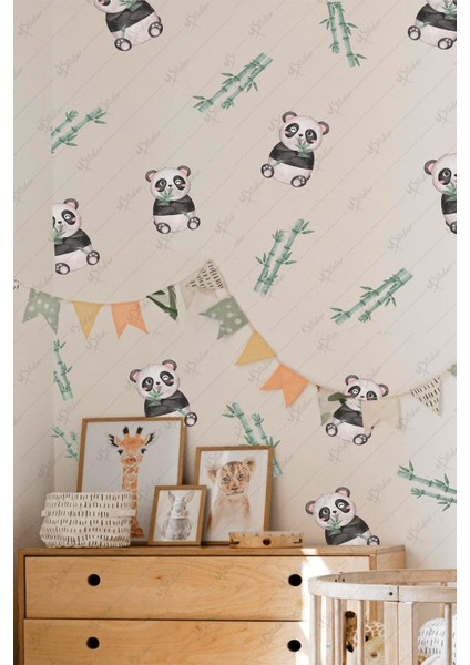 Sevimli Panda ve Bambular Sticker Seti, Çocuk Bebek Odası Sticker fiyatları