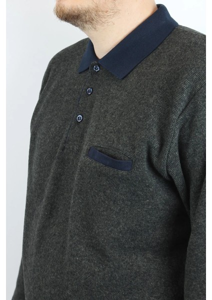 Giyim Erkek Polo Yaka Cepli Regular Kalıp Selanik Örgü Haki Sweatshirt SLN100 modelleri