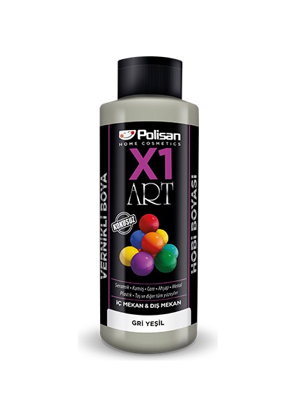 X1 Art Vernikli Hobi Boyası Gri Yeşil 120 ml