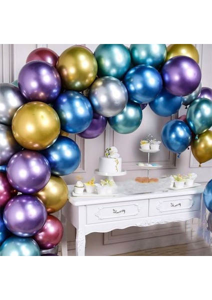 Krom 10 Adet Balon Mirror Balon Parlak Balon Ayna Balon Gold Gümüş Mor Kırmızı Siyah Yeşil Bakır Rosegold Pembe Mavi modelleri
