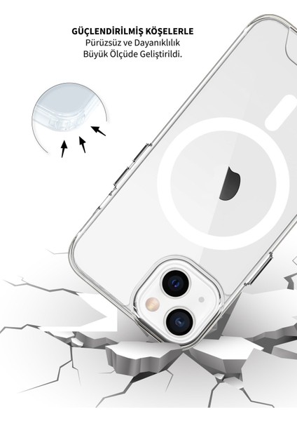 Iphone 13 Magsafe Destekli Kablosuz Şarj Uyumlu Şeffaf Silikon Kılıf