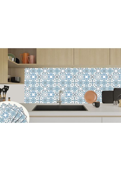 Kendinden Yapışkanlı Mavi Kabuki Desenli Pvc Karo 30X30 cm (56 Adet) 5m2