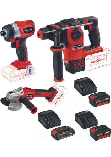 Te-Cı 18 Bl Axxio 18/115 Avuç Taşlama Herocco 18V Kırıcı Delici 2X4.0AH+2.5AH Akülü Kömürsüz Set