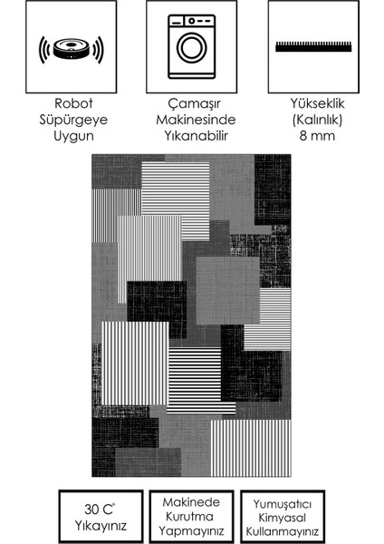 Makinede Yıkanabilir Kaymaz Taban Leke Tutmaz Salon Halısı Mutfak Halısı ve Yolluk