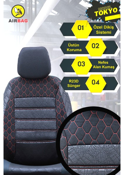 Seat Favorit Uyumlu Kırmızı Oto Koltuk Kılıfı (Tam Takım Ön Arka Araç Koltuk Kılıfı)