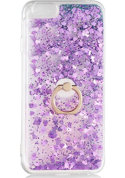 Apple iPhone 6 Kılıf Sulu Simli Yüzüklü Kapak