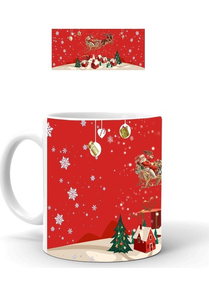 Yılbaşı Noel Baba Temalı Baskılı Seramik Beyaz Kupa fiyatları