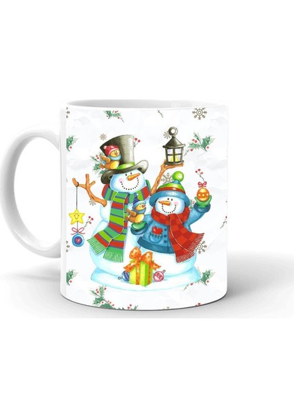 Yılbası Noel Temalı Baskılı Seramik Beyaz Kupa