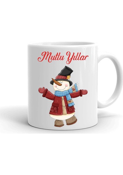 Yılbası Noel Temalı Baskılı Seramik Beyaz Kupa