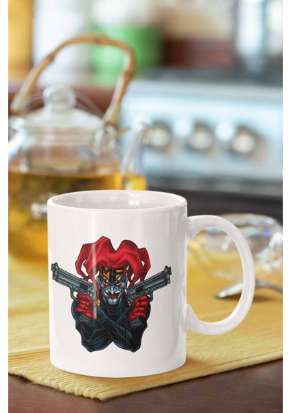 Silahlı Joker Baskılı Porselen Kupa Bardak