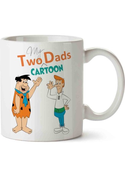Taş Devri Jetsons Two Dads Cartoon Porselen Kupa Bardak