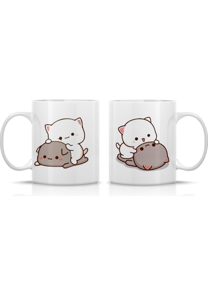 Mochi Cat Sevgili Çift Aşk Kupa Seti 2 Adet
