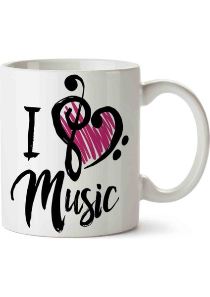 I Love Music Porselen Kupa Bardak