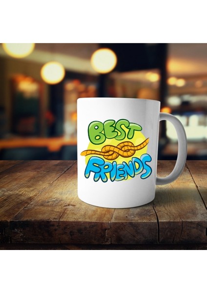 Grafiti Yazı Baskılı Kupa Bardak - Ruh Halleri - Best Friends - En Yakın Arkadaşlar