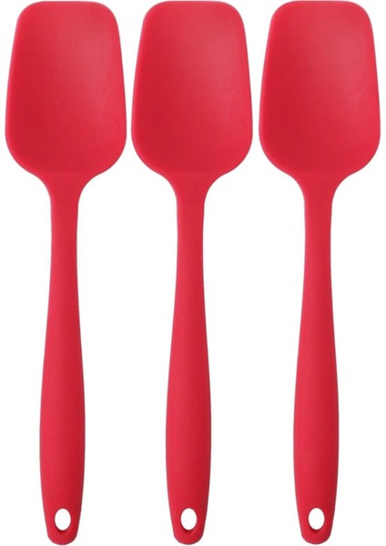 Kitchen Design Lab Büyük Boy Yanmaz Yapışmaz Silikon Kırmızı Düz Spatula Seti 3 Adet - Silikon Düz Spatula 3'lü Set Kırmızı