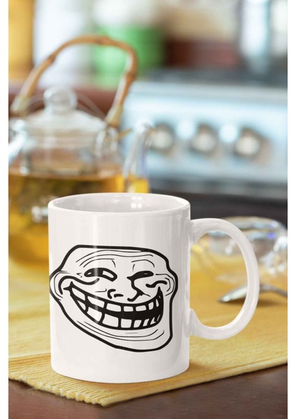 Troll Face Baskılı Porselen Kupa Bardak