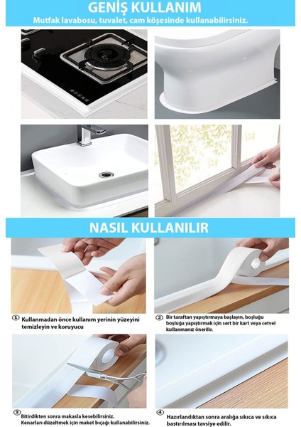 Su Sızdırmaz Geçirmez Bant Lavabo Küvet Kenar Bandı 2 Li Set