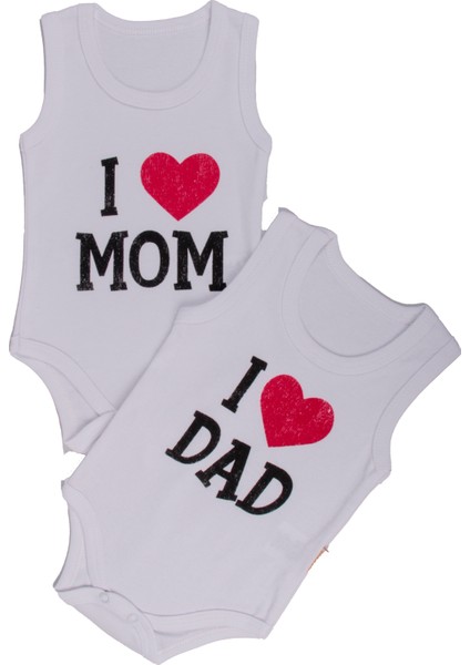 Bebek 2'li Zıbın I Love Mom And Dad Baskılı