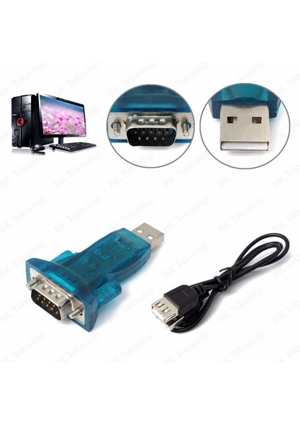 USB 2.0 To RS232 Seri Com Db9 Çevirici Adaptör