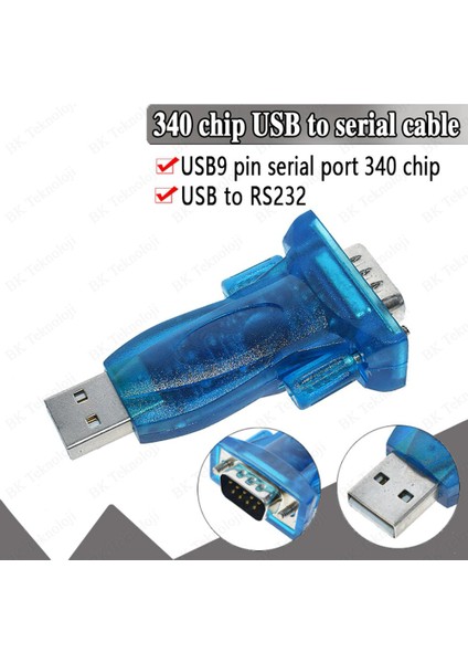 USB 2.0 To RS232 Seri Com Db9 Çevirici Adaptör