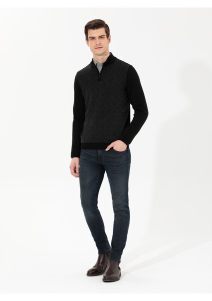 Pierre Cardin Erkek Siyah Slim Fit Triko Kazak 50258665-VR046