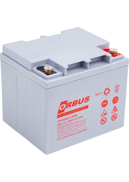 Akü 12 Volt 42 Amper Orbus ( 197 x 165 x 175 mm ) (Engelli Araç Aküsü)