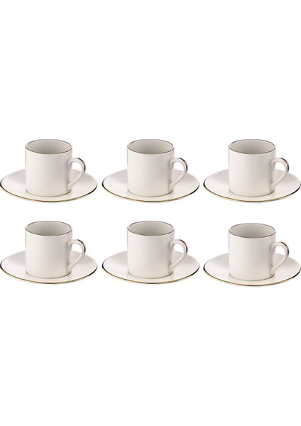 Naz 6 Kişilik Kahve Fincan Takımı Beyaz