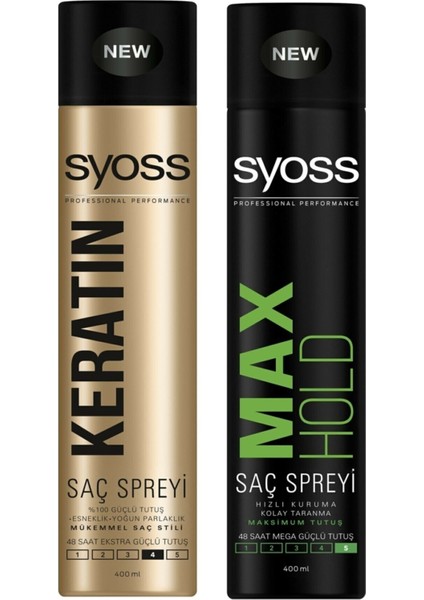 Keratin Sprey 400 ml + Max Hold Sprey 400 ml Max+Keratin