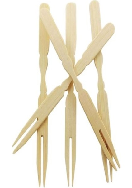 Bambu Cips Çatalı 9 cm 100'LÜ Paket 5 Adet