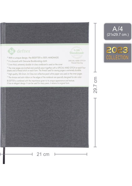 Bi Defter Müzik Nota Defteri Anahtarsız El Yapımı El Dikişi Iplik Dikiş Gerçek Cilt Bezi A/4