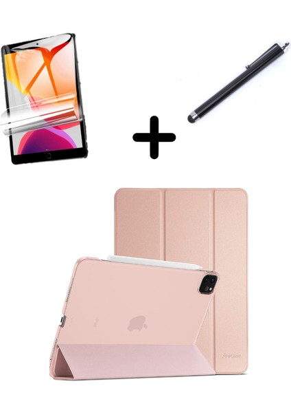 Apple iPad Air 13inç M2 Kılıf SET PU Deri Smart Tablet Kilifi Ekran Koruyucu + Kalem A2898 A2899 A2900