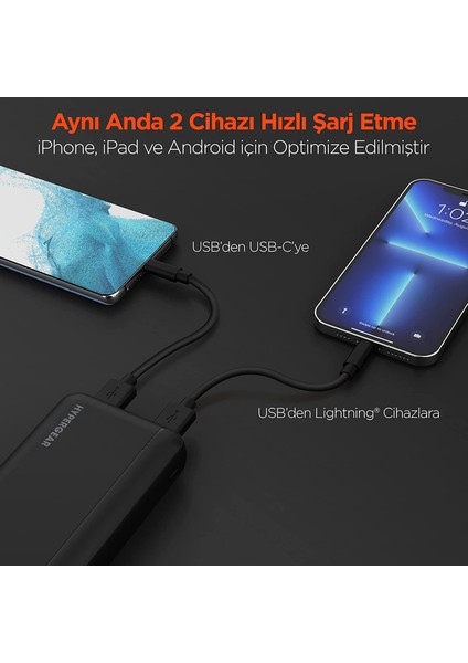 20000mAH Dual UsbA Çıkışlı Powerbank Siyah