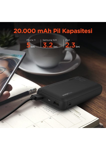 20000mAH Dual UsbA Çıkışlı Powerbank Siyah