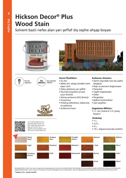 HİCKSON DECOR SOLVENT BAZLI RENK CİLA BİRLEŞİK DIŞ MEKAN BOYASI 5 LT fiyatları