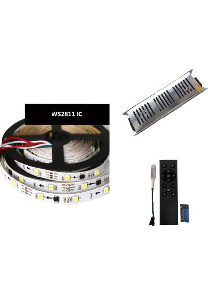 WS2811 Uzaktan Kumandalı Set Gün Işığı Akan Pixel Şerit LED 12 Volt 10M