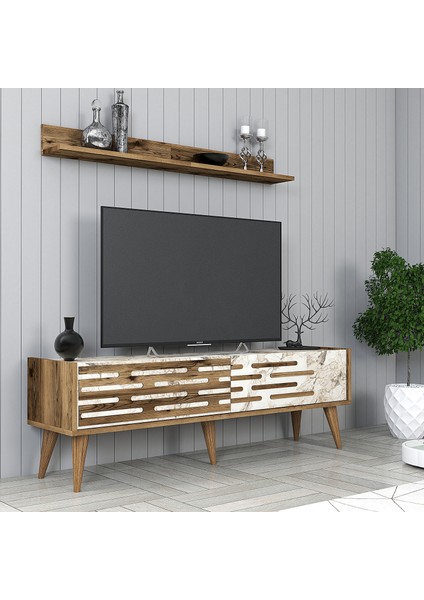 Valensiya 140CM Tv Ünitesi ve Orta Sehpa Takımı - Ceviz / Beyaz Mermer modelleri