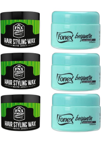 Barber Wax 150 ml & Briyantin 150 ml 6'lı Set