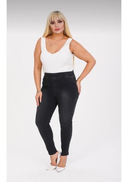 Kadın Beli Lastikli Kot Tayt Pantolon / Toparlayıcı /yüksek Bel /büyük-Küçük-Beden