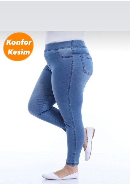 Kadın Beli Lastikli Kot Tayt Pantolon / Toparlayıcı /yüksek Bel /büyük-Küçük-Beden