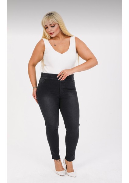 Kadın Beli Lastikli Kot Tayt Pantolon / Toparlayıcı /yüksek Bel /büyük-Küçük-Beden