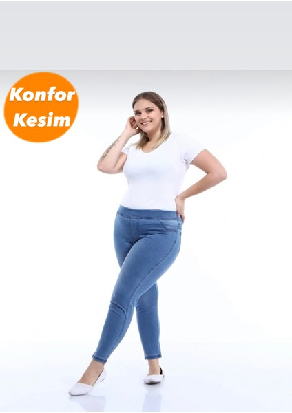 Kadın Beli Lastikli Kot Tayt Pantolon / Toparlayıcı /yüksek Bel /büyük-Küçük-Beden