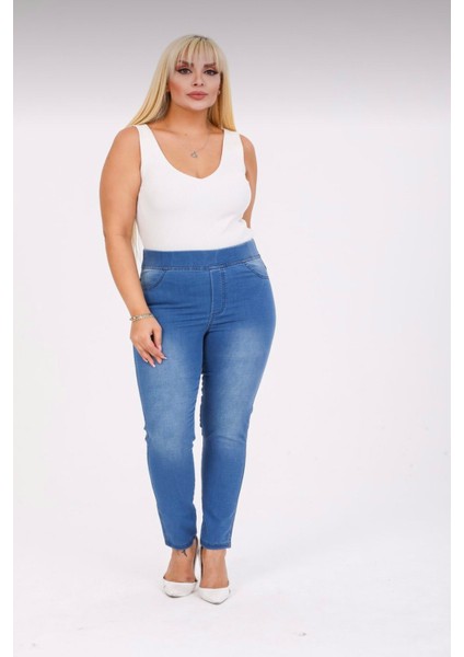 Kadın Beli Lastikli Kot Tayt Pantolon / Toparlayıcı /yüksek Bel /büyük-Küçük-Beden fiyatları