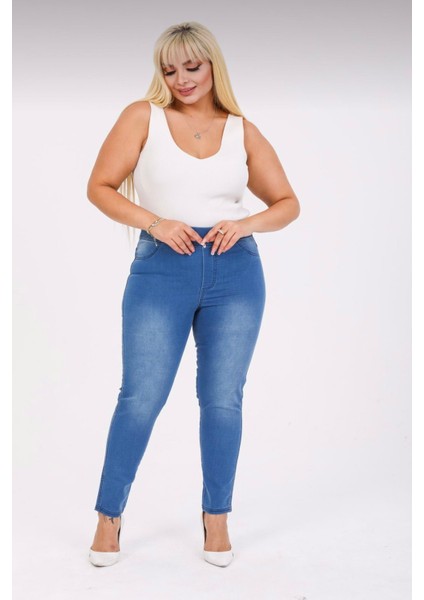 Kadın Beli Lastikli Kot Tayt Pantolon / Toparlayıcı /yüksek Bel /büyük-Küçük-Beden modelleri