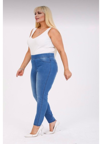 Kadın Beli Lastikli Kot Tayt Pantolon / Toparlayıcı /yüksek Bel /büyük-Küçük-Beden fırsatları